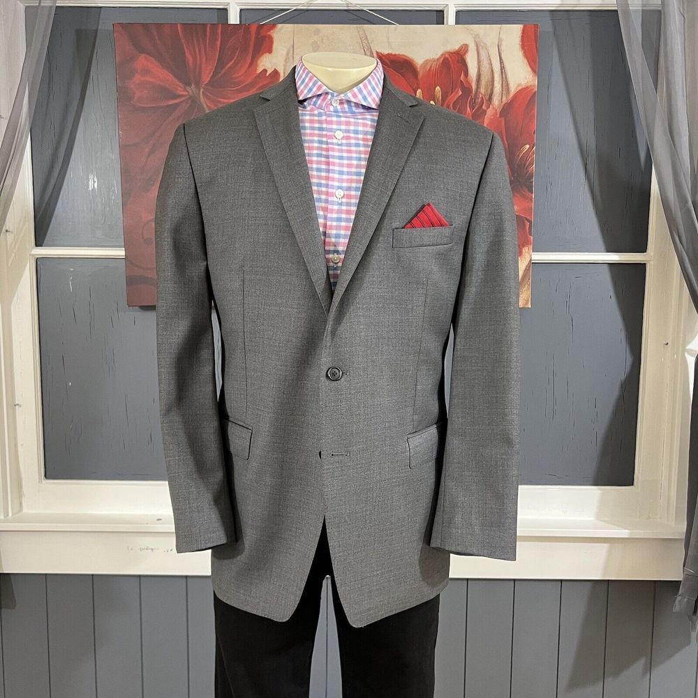 Calvin Klein Blazer Mens 👉Actual Size 44R👈‎ Wool Sport Jacket - Picture 2 of 13